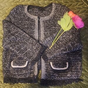 Ann Taylor Black and White Textured Jacket